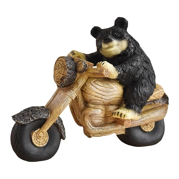 Handcrafted Resins Funny Bear Statue With Motorcycle Design Collectible Ornament Home Decors Gift For Bear Enthusiasts