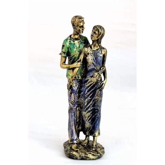 Handcrafted Romantic Couple Decorative Showpiece Holding Each Other for Gifting Someone Special Decorative Showpiece - 30 cm (Polyresin, Multicolor)