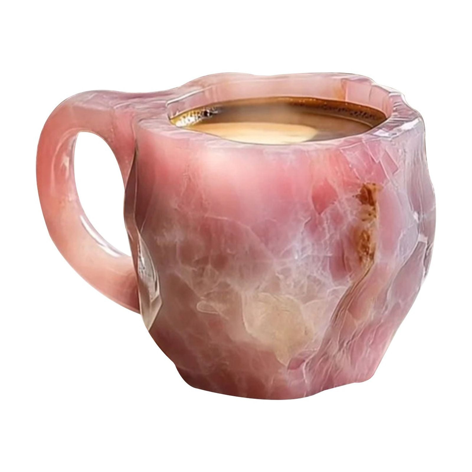 Handcrafted Rose Quartz Crystal Coffee Mug Unique Natural Stone Cup for ...