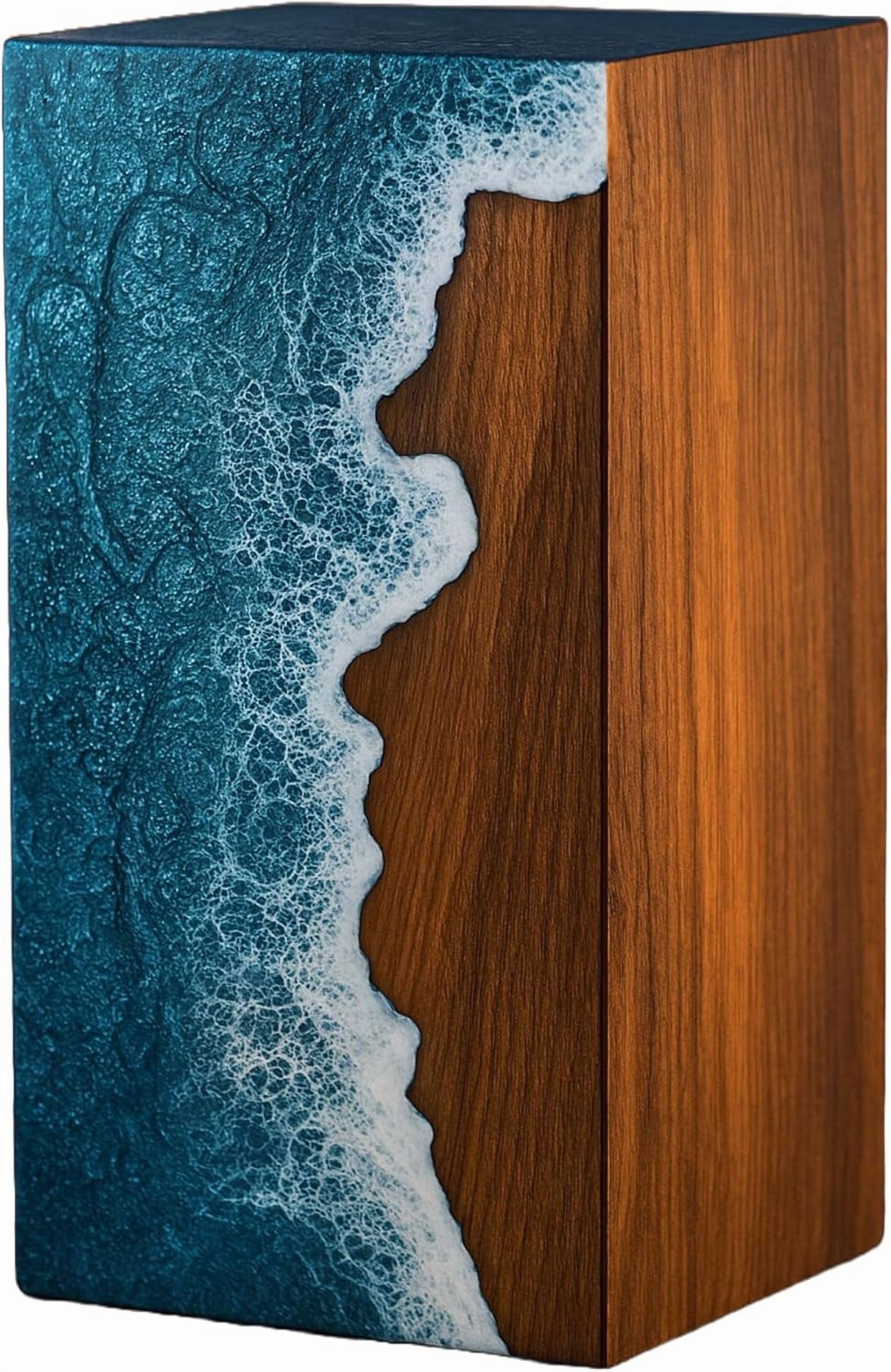 Handcrafted Rosewood & Ocean Wave Epoxy Resin Urn for Ashes – Memorial ...