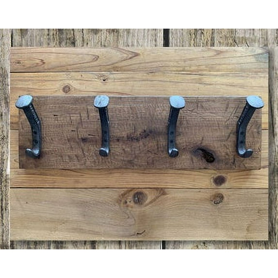 Handcrafted Rustic Farmhouse Wooden Hat Rack - 4 Hanger