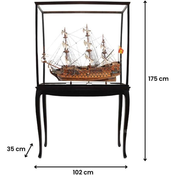 Handcrafted San Felipe Model Ship with Display Case