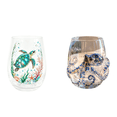 thumbnail image 1 of Handcrafted Sculpted Octopus & Printed Sea Turtle Glassware Set, Coastal Ocean Themed Drinking Tumblers for Beverages & Decor, 1 of 7