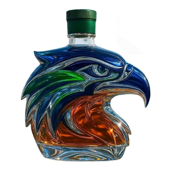 Handcrafted Seahawk Glass Decanter With Team Spirit Design For Wine Cocktails – Ideal Home Decor And Fan