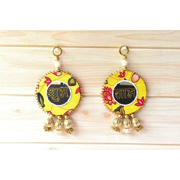 Miraayaa Handcrafted Shubh Labh Wall & Door Decor - Ideal for Diwali, Navratri, Wedding - Thoughtful Puja Favor or Housewarming Gift