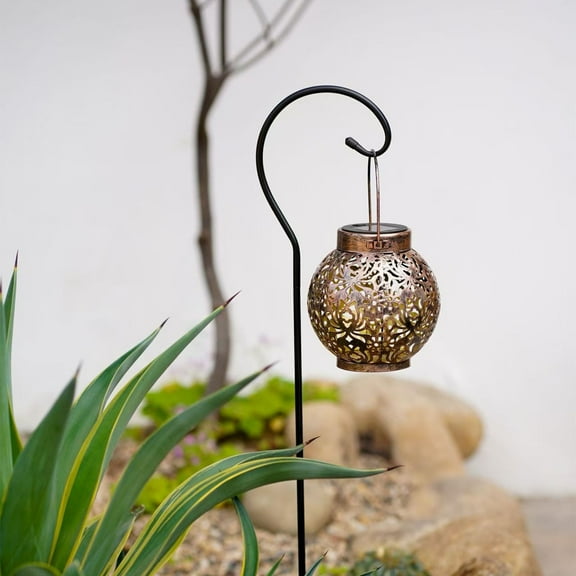 Handcrafted Solar-Powered Iron Garden Lanterns for Outdoor Decor - Waterproof & Durable Patio, Yard, Pathway Lights with Auto On/Off - Unique Patterned Holiday & Wedding Gift