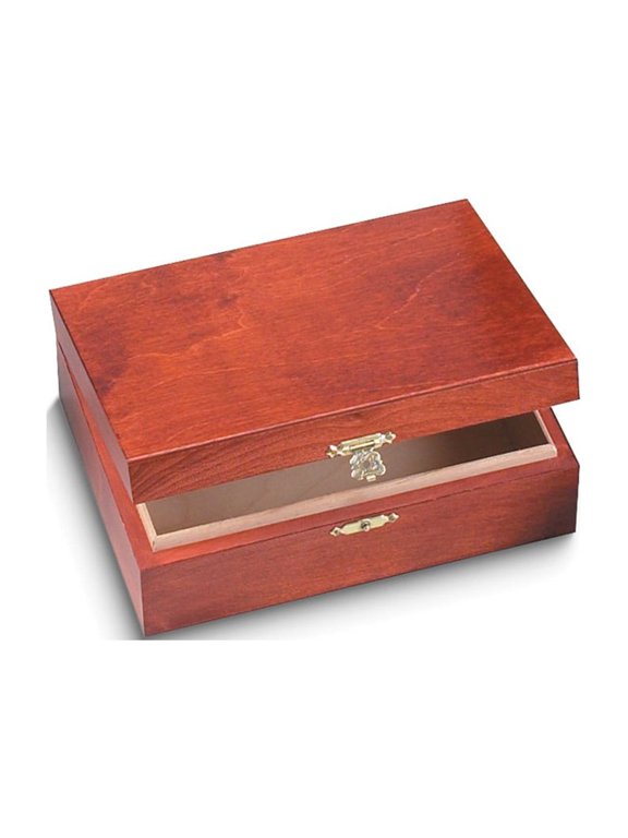 Handcrafted Solid Wood with Maple Finish Large Keepsake Box with Hasp QGM16160