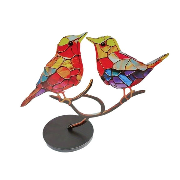 Handcrafted Stained Glass Bird Figurine Colorful Decorative Art Piece for Home & Office Decor Gift Idea