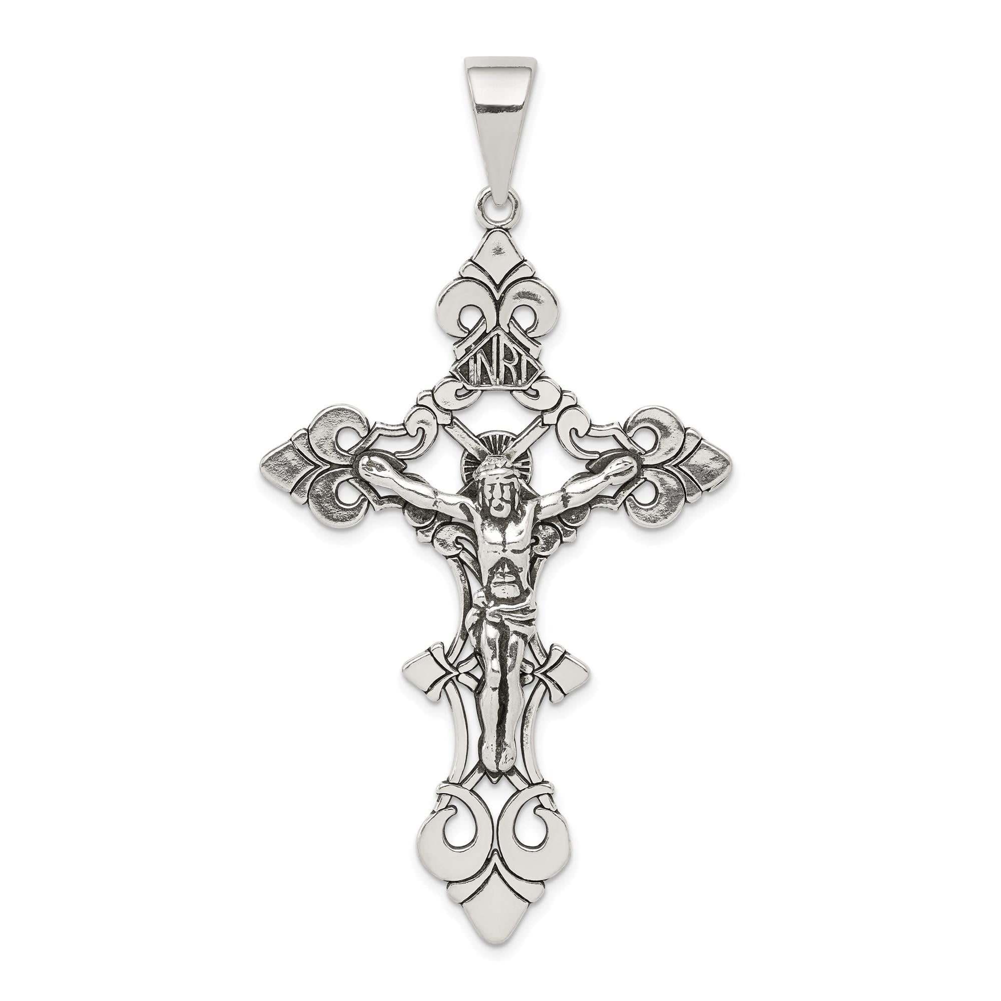 Handcrafted Sterling Silver Crucifix Cross Pendant Necklace for Men and ...