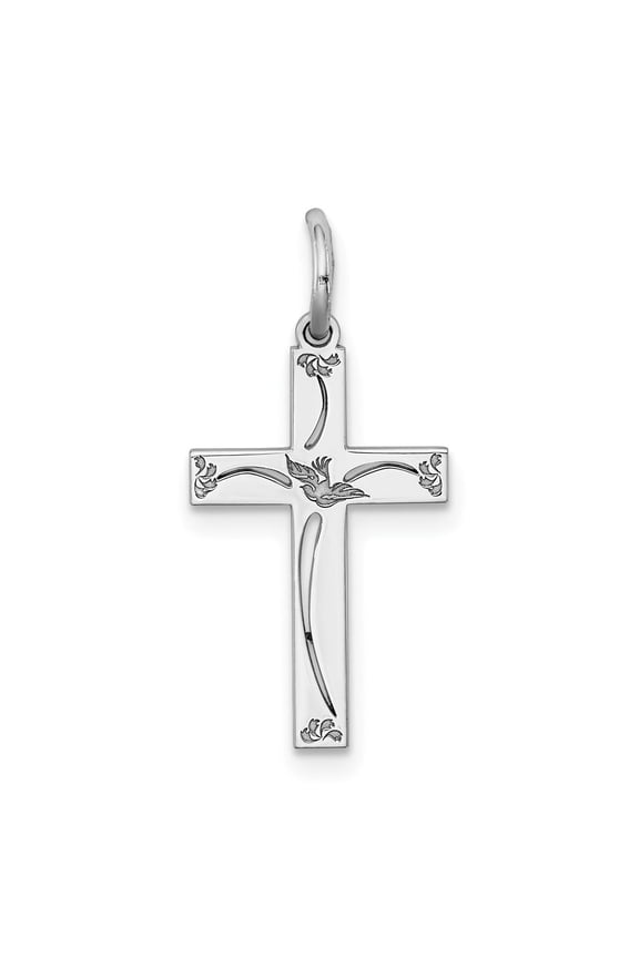 Handcrafted Sterling Silver Dove Cross Pendant Necklace for Men and Women with Latin Cross Charm Spiritual Jewelry Polished Finish Faith Symbol Religious Design