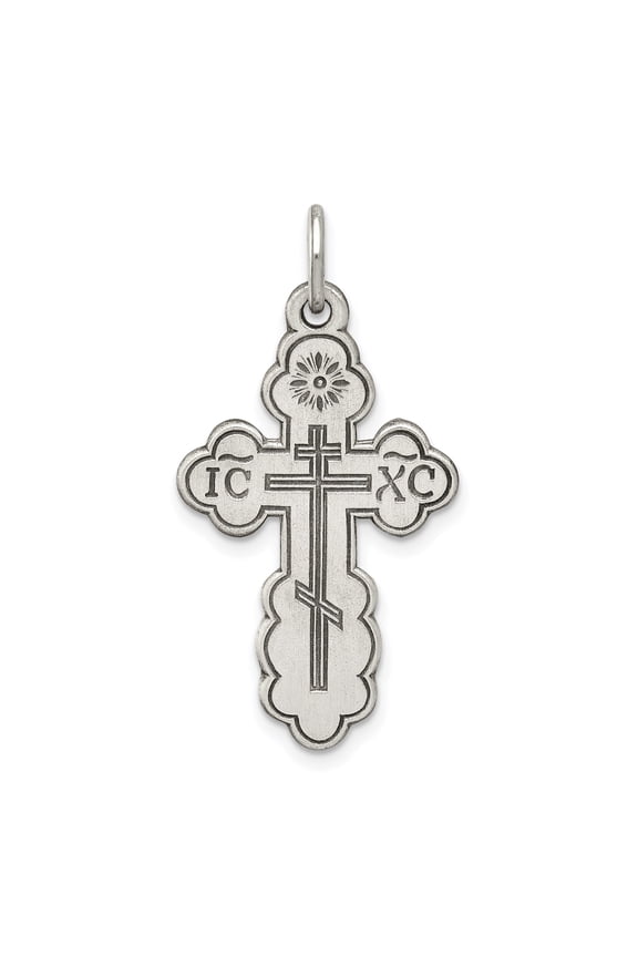 Handcrafted Sterling Silver Orthodox Cross Pendant Necklace with Matte Finish and Budded Design for Men and Women Spiritual Faith Jewelry Symbol Eastern Christian Religious Accessory