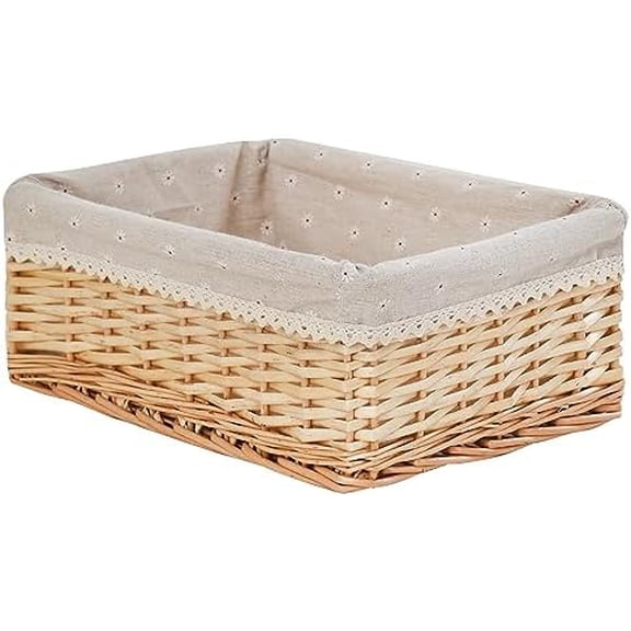 Handcrafted Storage Basket, Hand-woven Wicker Shelf Basket, Natural Willow Materials, Rectangular,1 Pack, Large Size