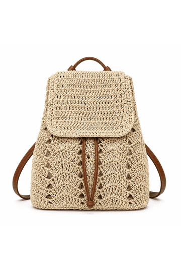 Straw Woven Backpack Casual Daypack Lightweight Eco-Friendly Travel Beach Amazon.com: H.S.G.K Women Straw Backpack Summer Beach Casual  main image 4