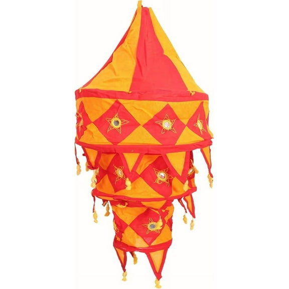 Handcrafted Summer Paper Lantern Lights Indian Cotton Lantern in Vibrant Blue & Red  Beautifully Designed Kandeel for Elegant Decoration