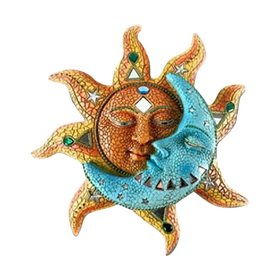 Handcrafted Sun and Moon Wall Art Decor Vibrant Ceramic Mosaic Design for Home, Garden, Patio, or Office