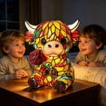 thumbnail image 1 of Handcrafted Sunflower Highland Cow Lamp,Style Stained Glass Table Lamp,Cute Highland Cow Night Light,Rustic Farmhouse Home Anima Decor Lighting for Living Room, Bedroom, 1 of 6