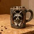 thumbnail image 1 of Handmade Raccoon Owl Tree Hole Mug, Cute Forest Friends Design, Artisan Crafted Functional Decorative Drinkware, Eco Friendly Gifts for Wildlife Lovers, 1 of 7