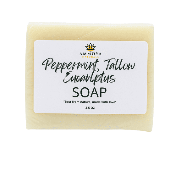 Handcrafted Tallow & Goat Milk Soap Bar – Gentle Cleansing Bar for Face & Body – Natural Essential Oil Variations – Moisturizing, Creamy Lather, For All Skin Types (Eucalyptus & Peppermint)