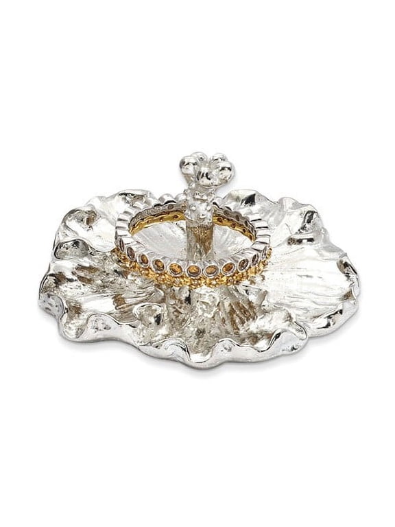 Handcrafted Tarnish-free Pewter Tiny Gardens Hibiscus Ring Holder QGM12044