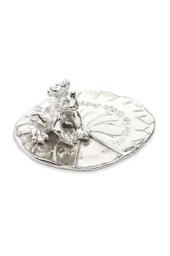 Handcrafted Tarnish-free Pewter Tiny Gardens ONE KISS CAN CHANGE EVERYTHING Frog Prince Ring Holder QGM12048