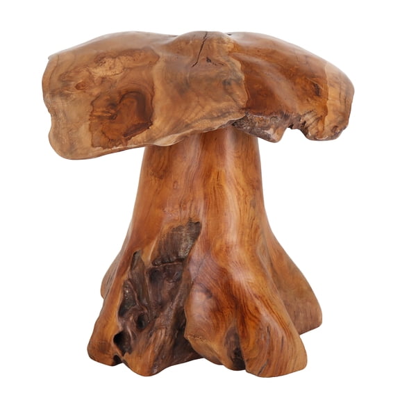 Handcrafted Teak Mushroom Decor - Solid Indonesian Teak Wood Sculpture - Organic Modern Accent for Shelf, Table, or Garden - Natural Rustic Decor