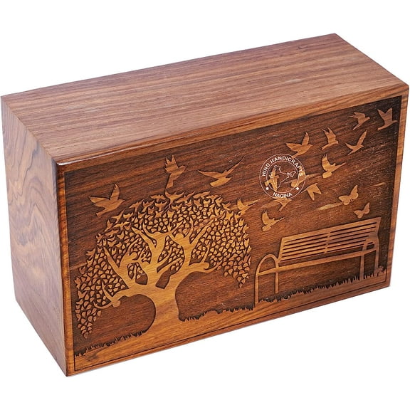Handcrafted Tree of Life Wooden Cremation Urns for Human Ashes Adult Large - Funeral Urn Box - Burial Urns for Columbarium (250 LB - Rosewood, Dove)