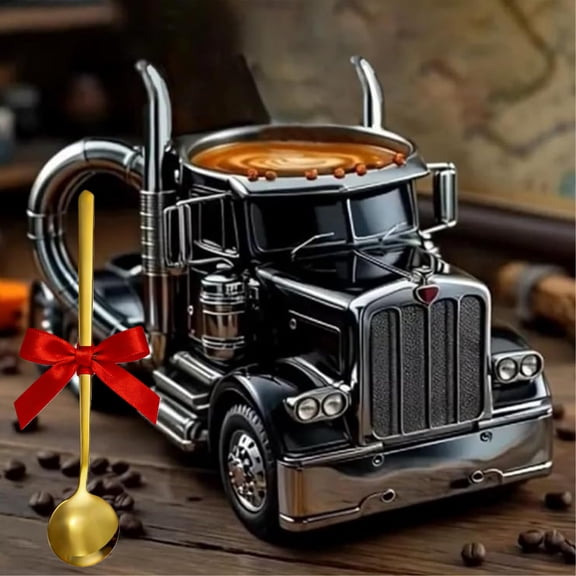 Handcrafted Truck Coffee Mug,11 Ounces Semi-trailer Shaped Coffee Cup,Unique Gift For Lovers,Truck Driver Gifts For Drivers Men