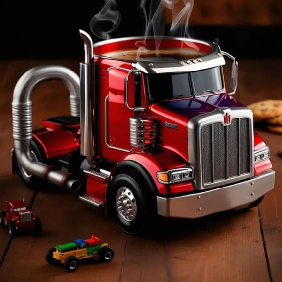 Handcrafted Truck Coffee Mug,8 Ounces Semi-trailer Shaped Coffee Cup,Unique Gift For Lovers,Truck Driver Gifts For Drivers Men