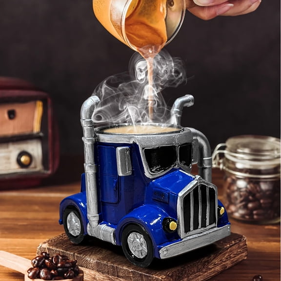 Handcrafted Truck Coffee Mug, Semi Truck Shaped, Stainless Steel, 11.8oz, Large, Funny Coffee Mugs