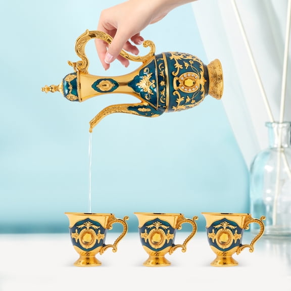 Handcrafted Turkish Tea Set - Vintage Style Copper Coffee Pot with 6 Matching Cups, Perfect for Home Decor, Traditional Gift