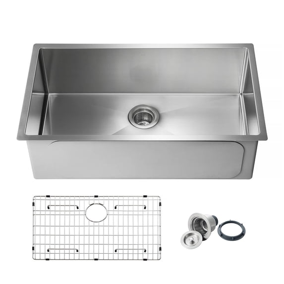 Kibi 32 3/4? Handcrafted Undermount Single Bowl 16 gauge Stainless Steel Kitchen Sink ? K1-S33