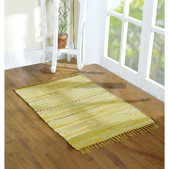 Handcrafted Vibrant Cotton Rug 24x36" – Washable, Reversible, with Tassels for Any Room - 24''x36''