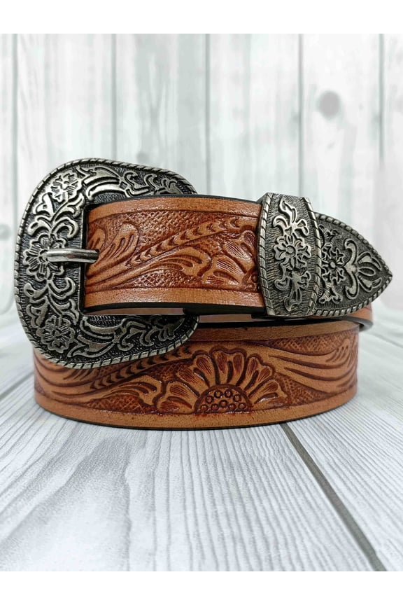 Handcrafted Vintage Design Tooled Western Leather Belt