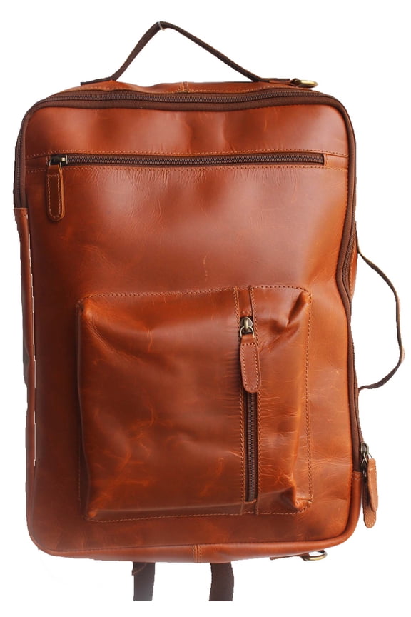 Handcrafted Vintage Distressed Tan Leather Travel Bag College Laptop 18SKB06TAN