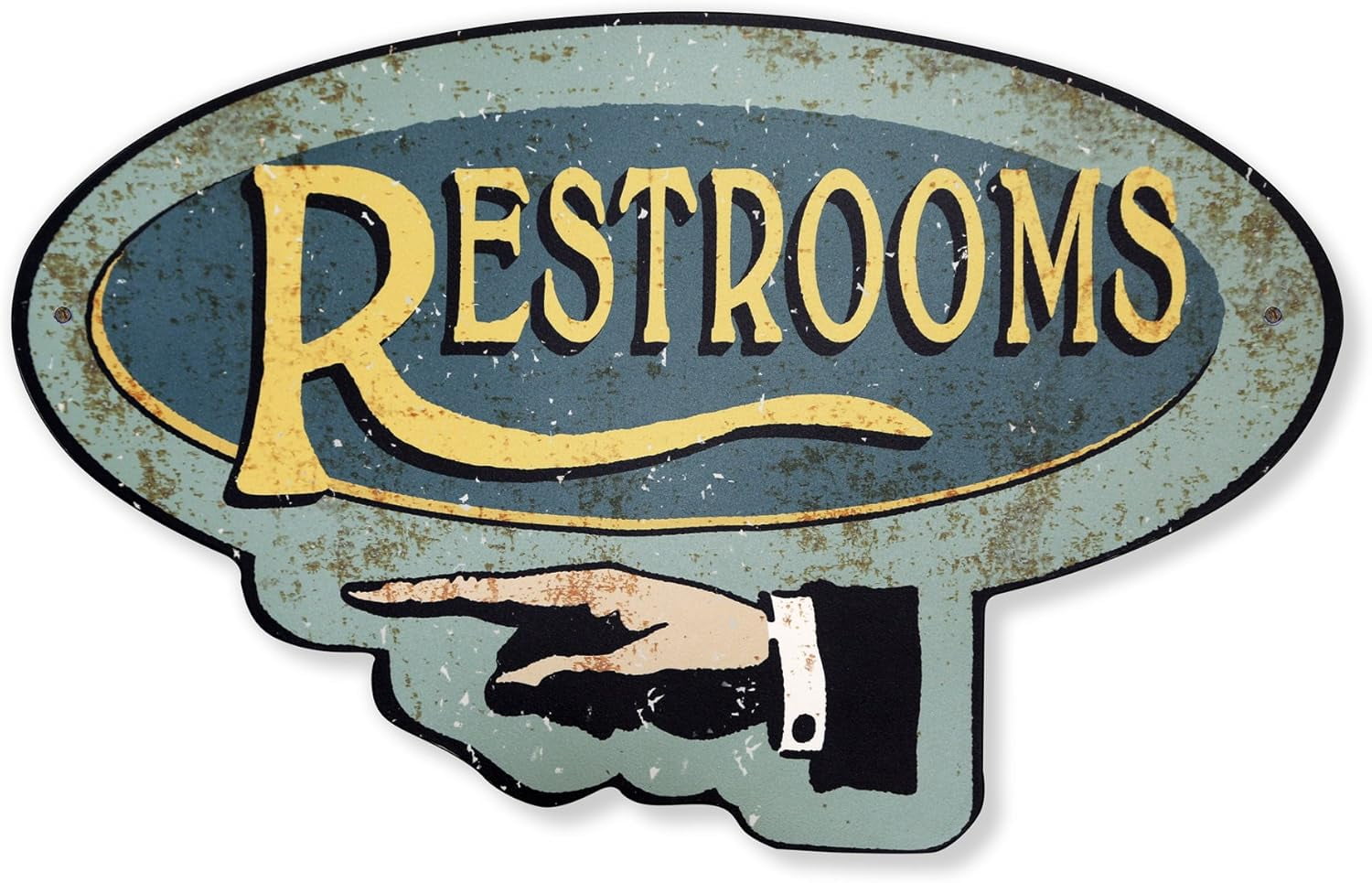 Handcrafted Vintage Restroom Left Pointing Hand Aluminum Sign, Pointing ...