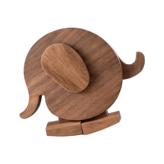 Handcrafted Walking Wooden Animal Figure, Robust Solid Wood Rabbit / Elephant Desktop Ornament, Resilient Montessori-Style Nursery Decor, Sturdy Articulated Art