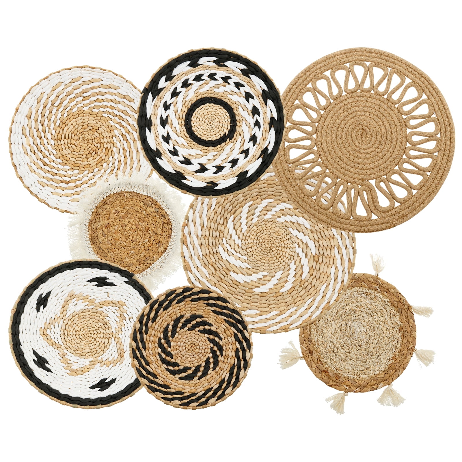 Handcrafted Wall Basket Decor Set Decorative Enduring Woven Basket Wall Decor for Home Bedroom Living Room