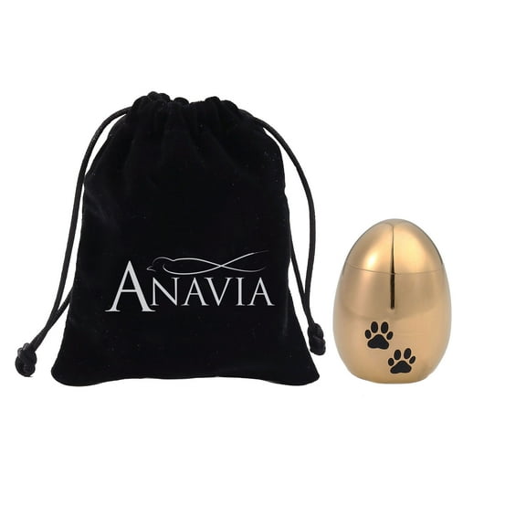 Handcrafted Waterproof Stainless Steel Small Gold Pet Cremation Urn for Ashes Holder Dog Paw Print Memorial Ash Container Keepsake with Free Gift Pouch