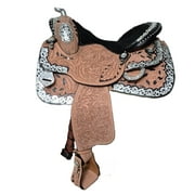 Handcrafted Western Show Saddle with Silver Detailing   Tooled Leather Design/Included Free Headstall, Breastcollar 15