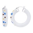 thumbnail image 1 of Handcrafted White Lucite 42mm Click Top Hoop Earrings with Colorful Confetti Crystals, 1 of 2