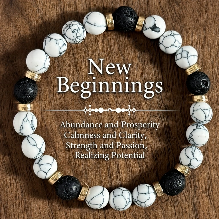 Handcrafted White Turquoise Lava Stone Bracelet, Symbolizing New