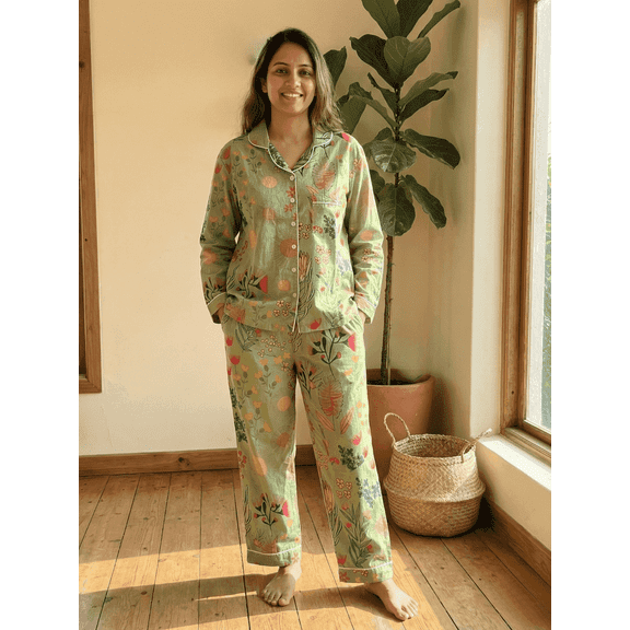 Handcrafted Women Pure cotton Relaxed Fit Pajama set
