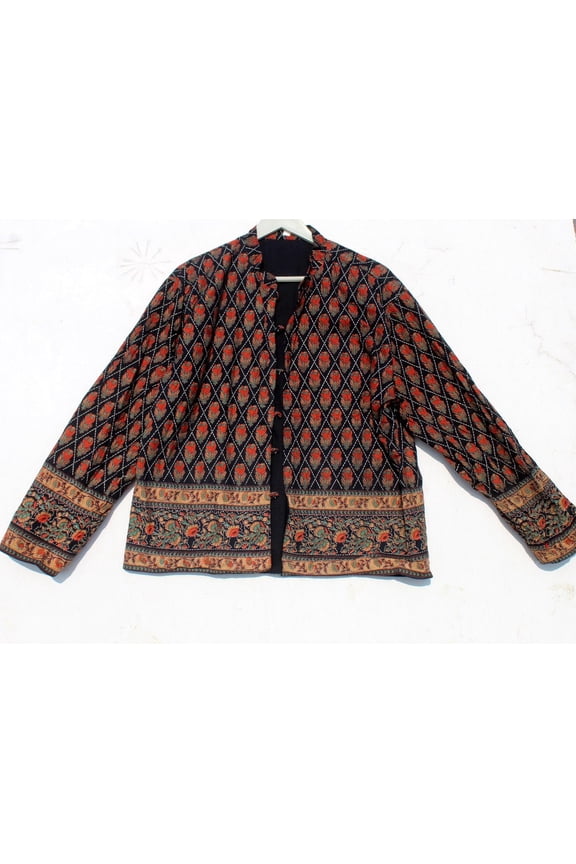 Handcrafted Women's Kantha Cotton Jacket Bohemian Style Vintage Upper Wear Hippie Patchwork Coat For Everyday Wear