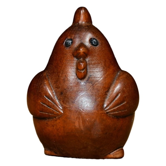 Handcrafted Wood Carving Wooden Chicken Rooster Figurine Statue Carved Decor Auspiciousness Prosperity Good Luck Harmony Success
