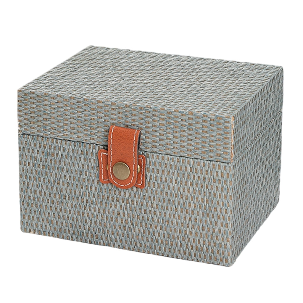 Handcrafted Wood Jewelry Organizer Case Faux Storage Box for Small Items