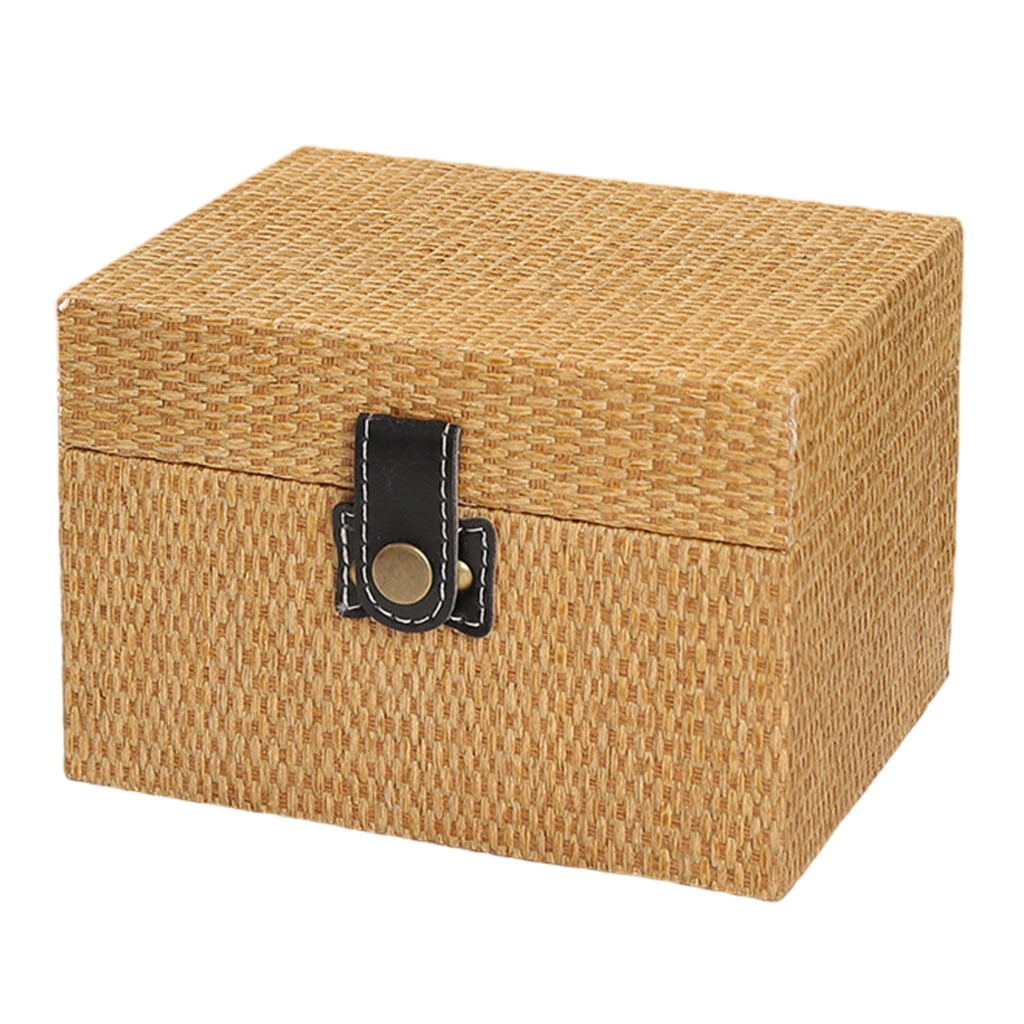 Handcrafted Wood Jewelry Organizer Case Faux Storage Box for Small Items