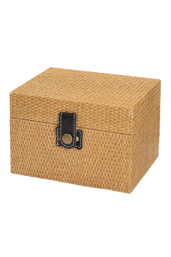 Handcrafted Wood Jewelry Organizer Case Faux Storage Box for Small Items