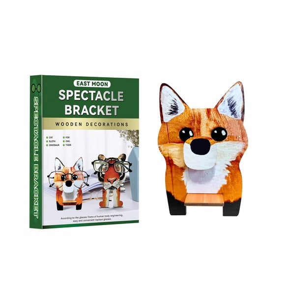 Handcrafted Wooden Animal Sunglasses Holder Fox Shape Eyeglass Stand For Desk Display Natural Wood 6.1 X 5.9 In 1 Count