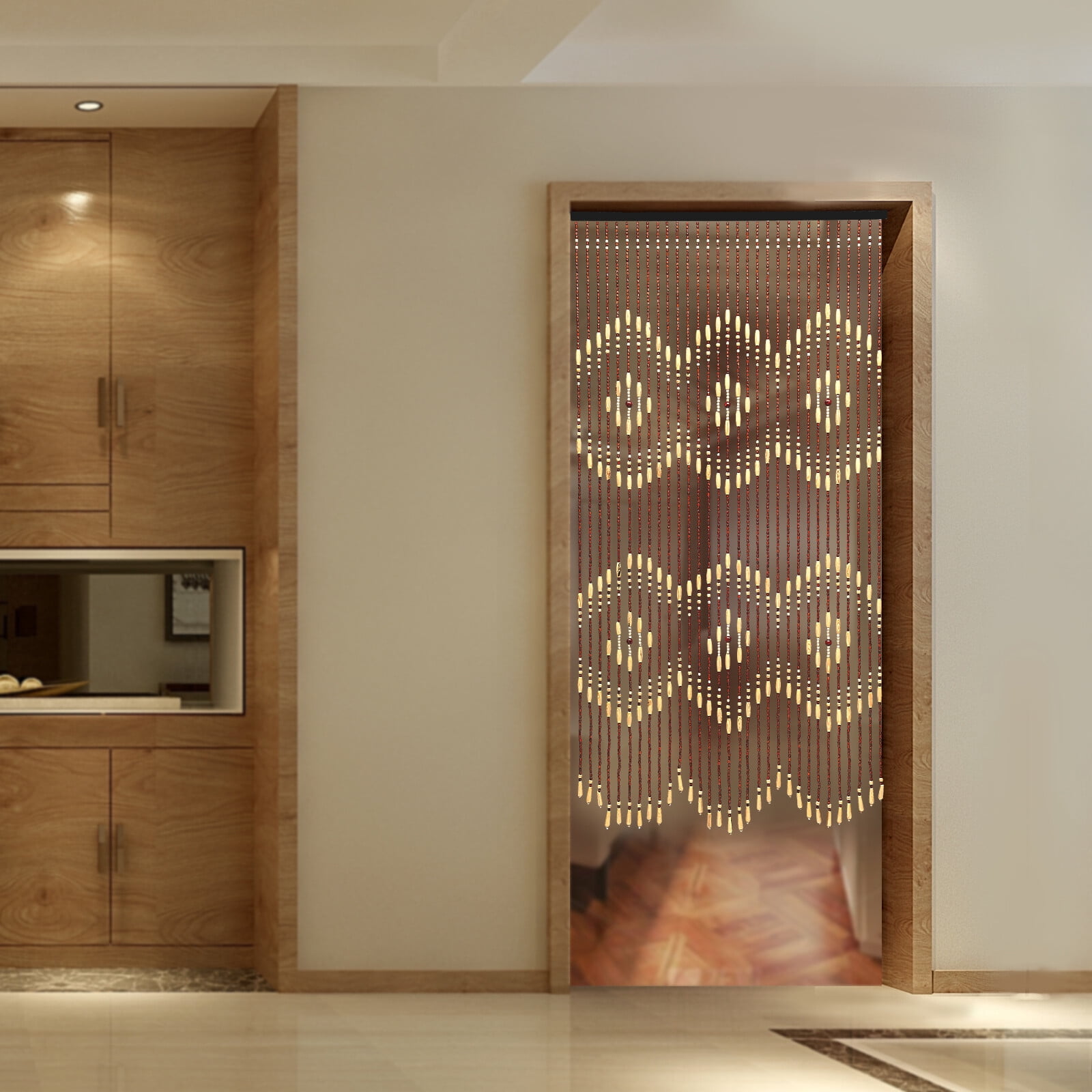 Handcrafted Wooden Bead Curtain – Bamboo & Wood Beaded Door Curtain, Versatile Divider, Chinese Style Décor – Easy to Store and Install, Ideal for Home or Office