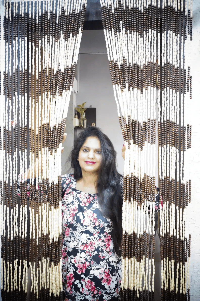 Handcrafted Wooden Beads Curtain: Bohemian Home Decor